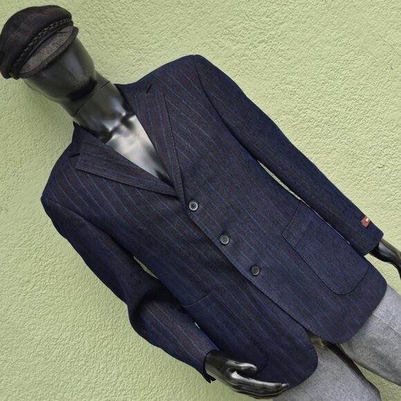 STAVA UOMO COLLECTION Men's Luxury Blue Corduroy (3) Button Blazer/Sport Coat - Picture 17 of 17